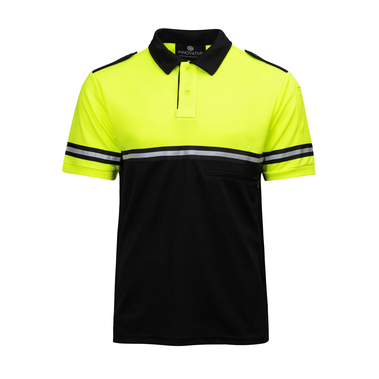 Hi Vis Two Tone Polo w/ Reflective and Zipper Pocket