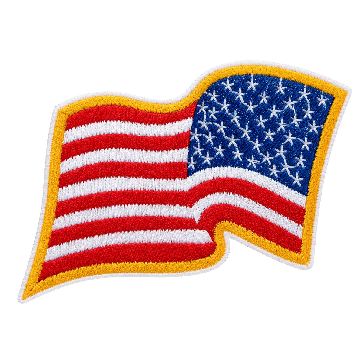 Patch, U.S. Flag Medium Gold Border Wavy REVERSE – 3 ¼ X 2 ¼ inches