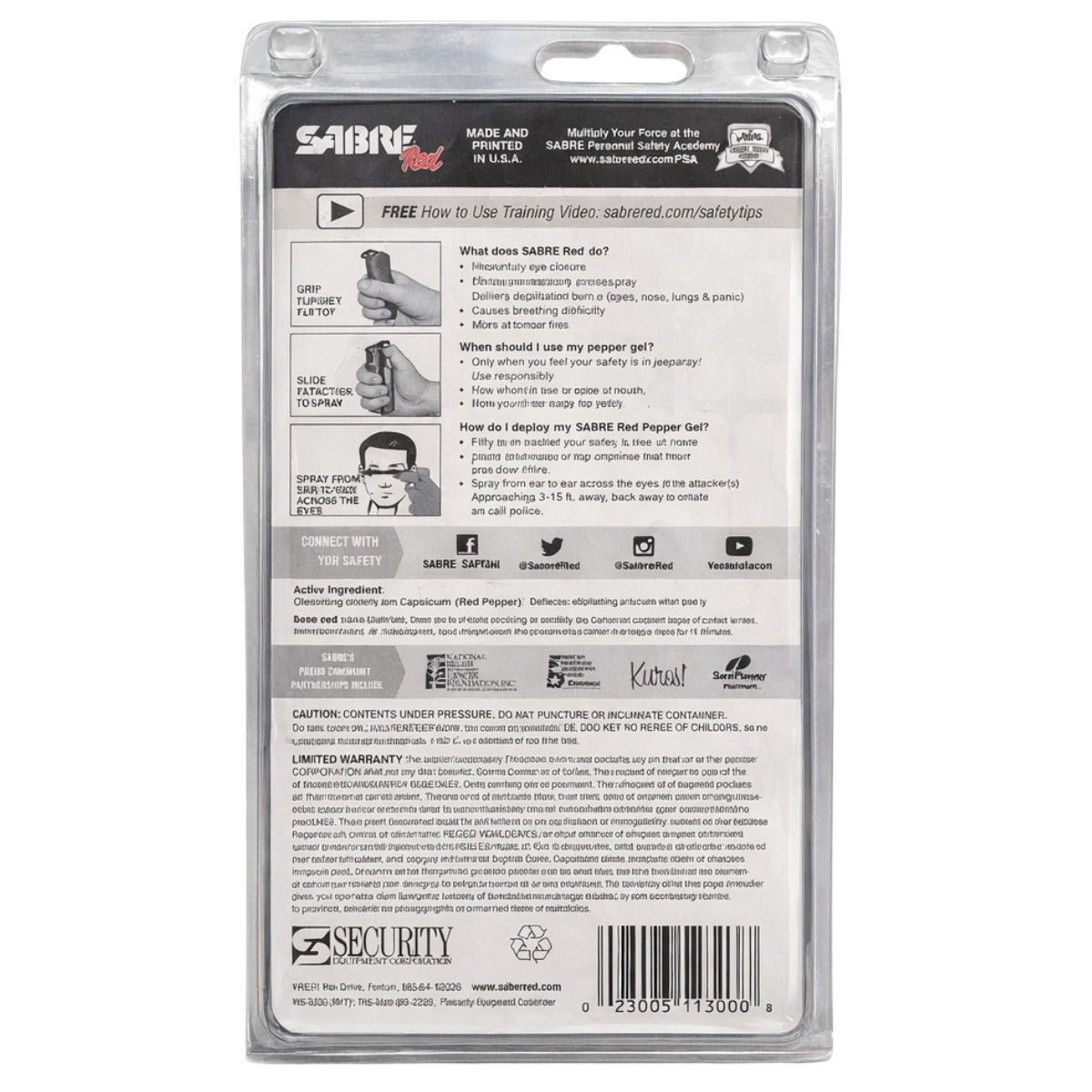 PEPPER SPRAY, BLACK SABRE RED FLIPTOP HARDCASE WITH SNAP CLIP GEL (DISC)