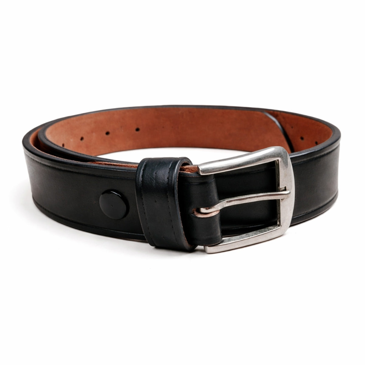 Plain Black 1 1/2" Garrison Belt W/ Silver Buckle