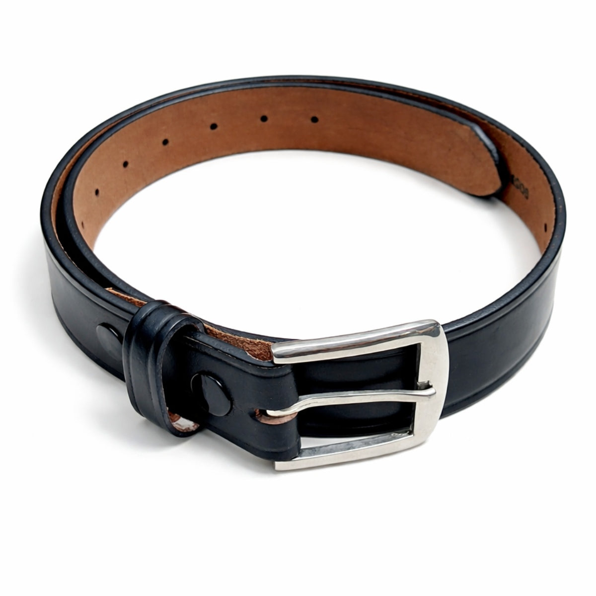 Plain Black 1 1/2" Garrison Belt W/ Silver Buckle
