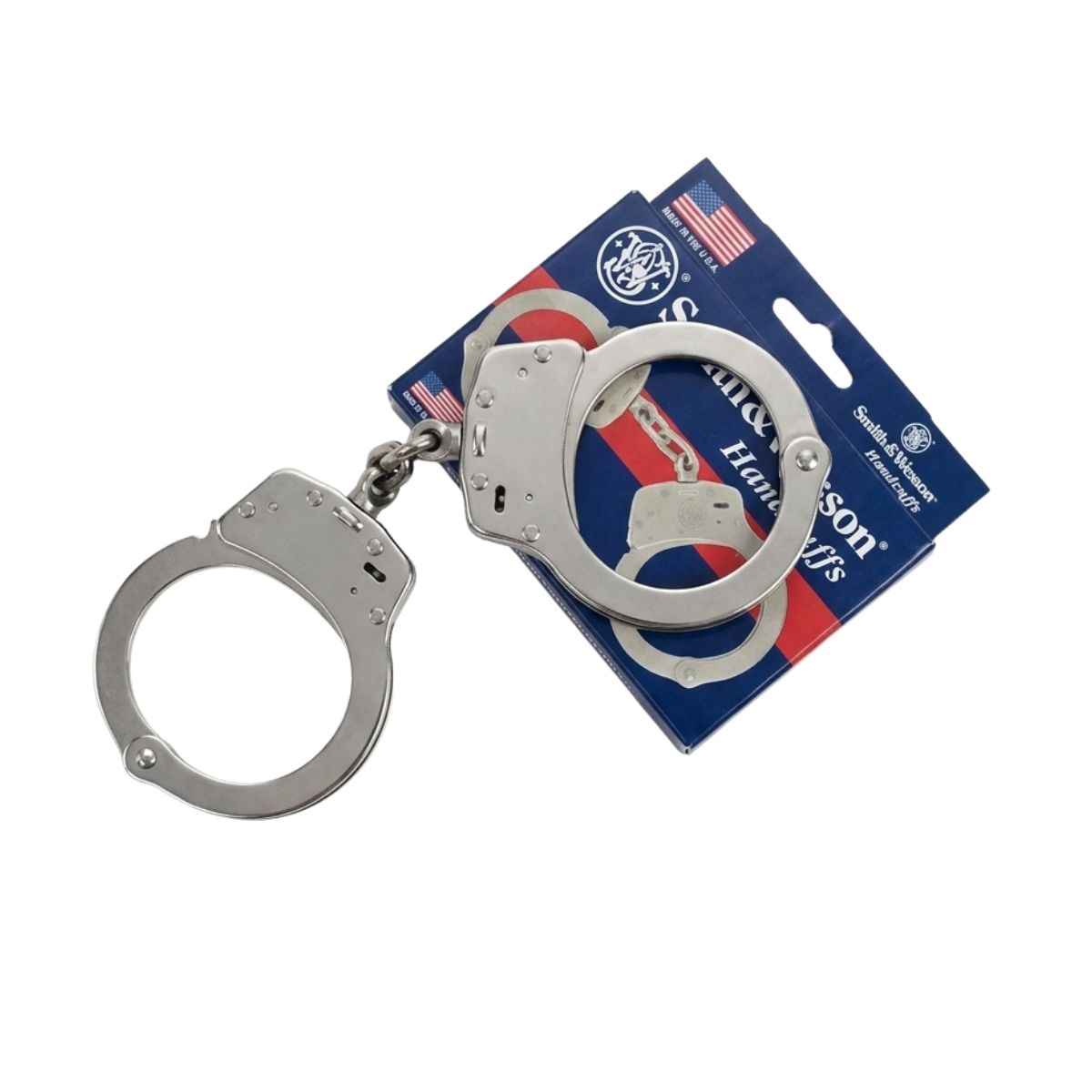 HANDCUFFS, NICKEL PLATED SMITH & WESSON CHAIN