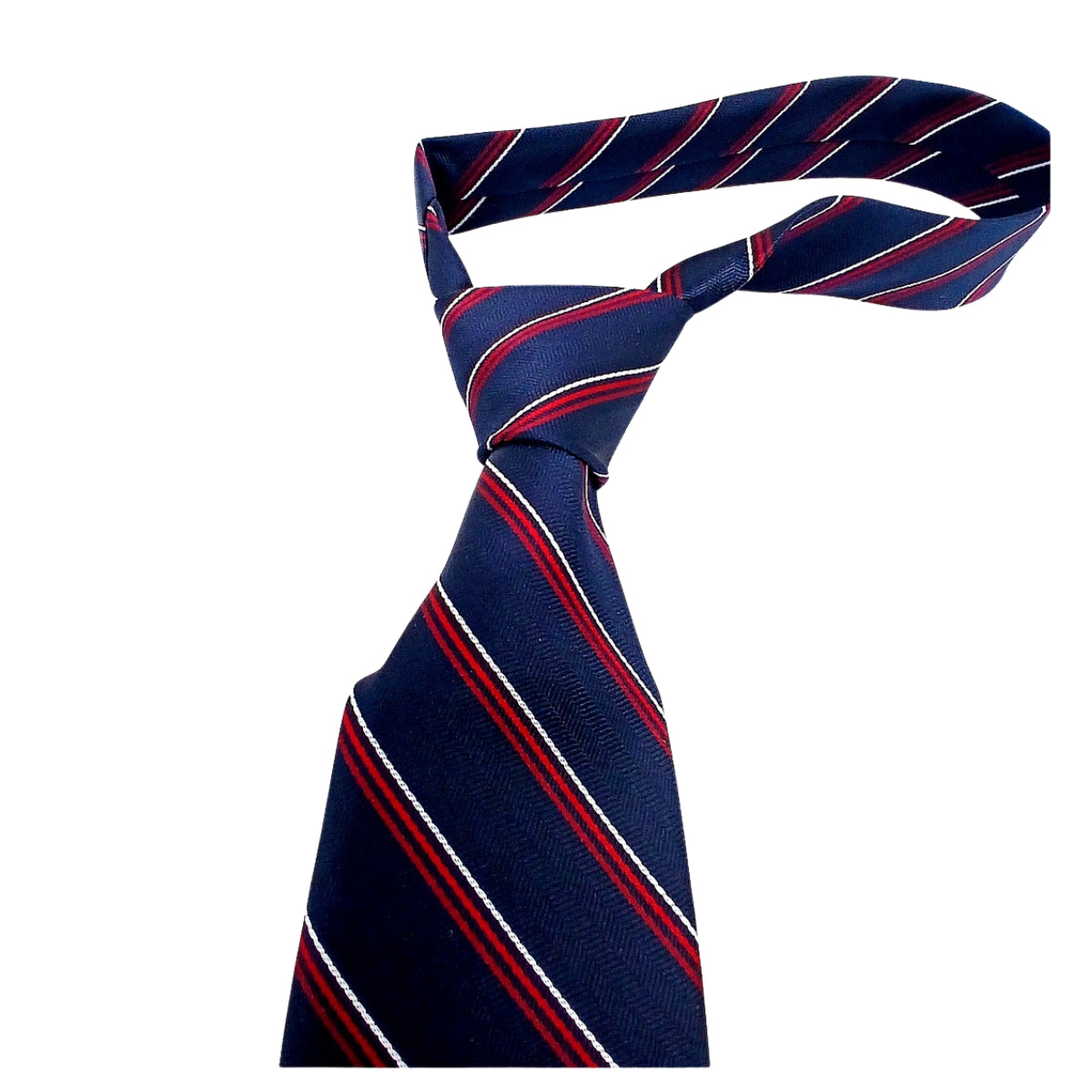 Navy W/ Red And White Pin Stripe Tie