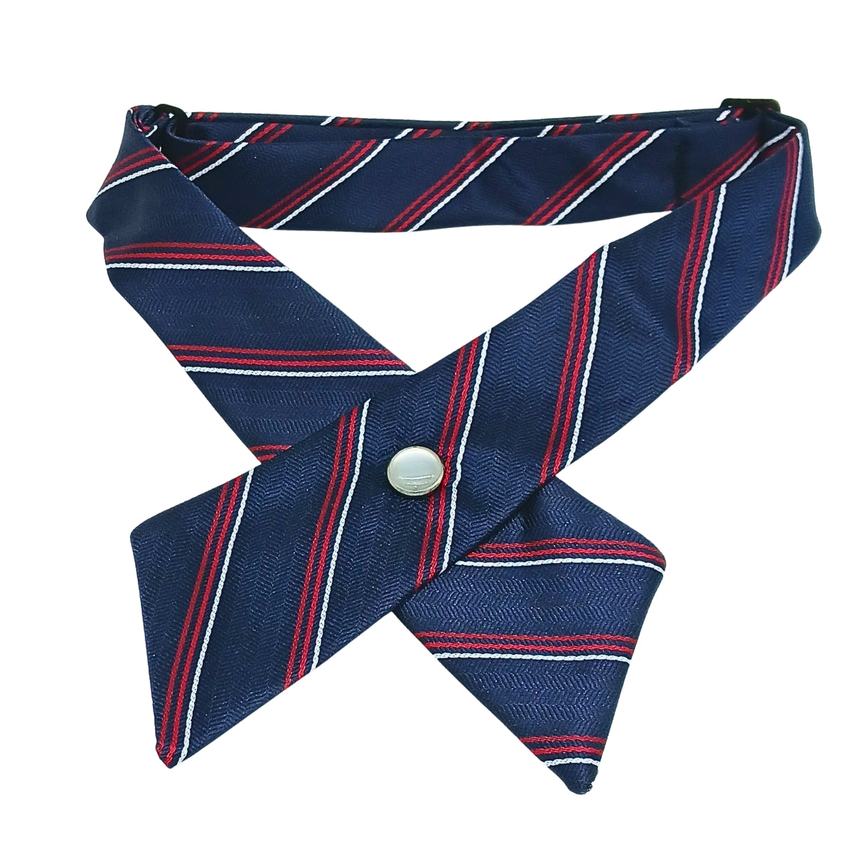 Tie, Navy W/ Red and White Pin Stripe, Cross Over