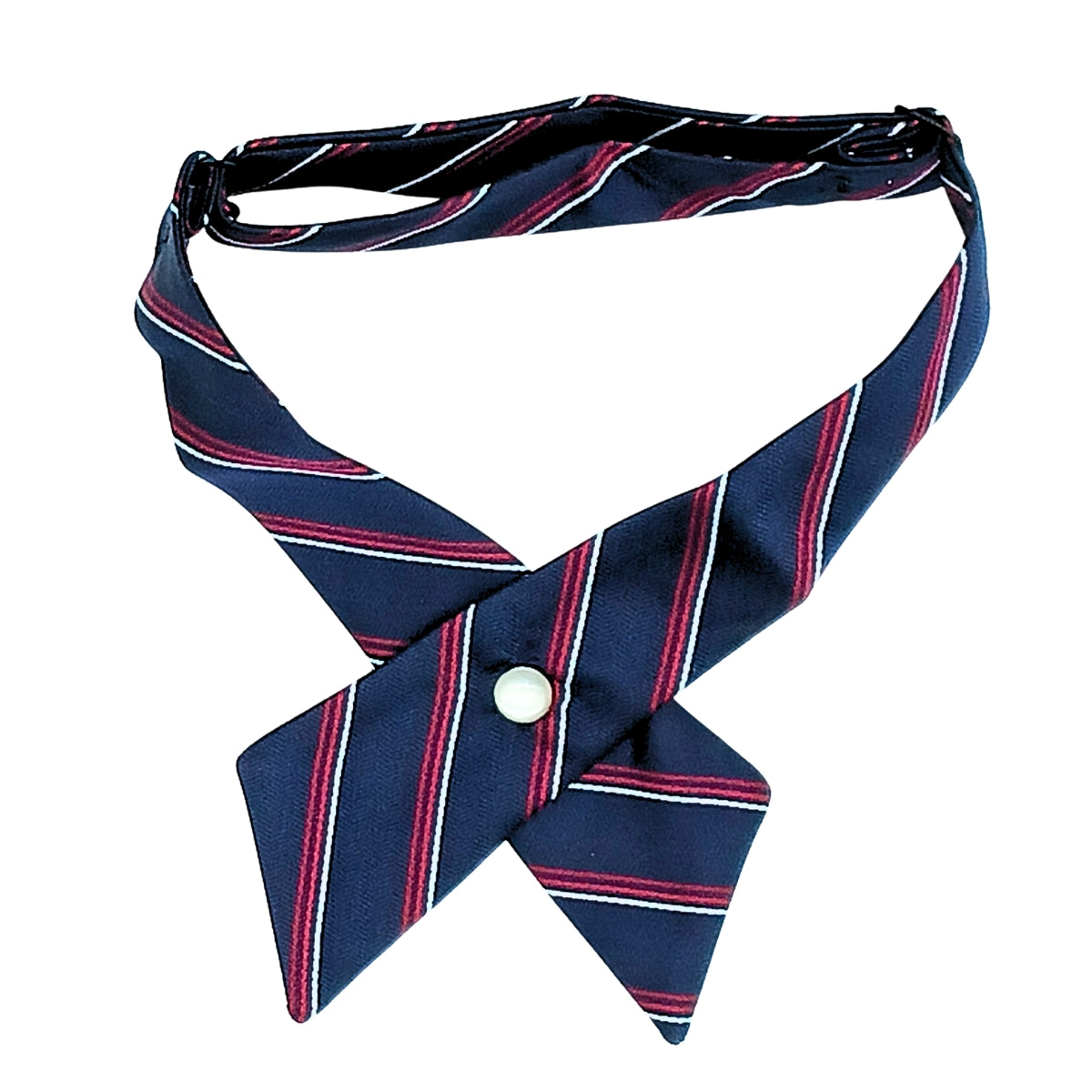 Tie, Navy W/ Red and White Pin Stripe, Cross Over
