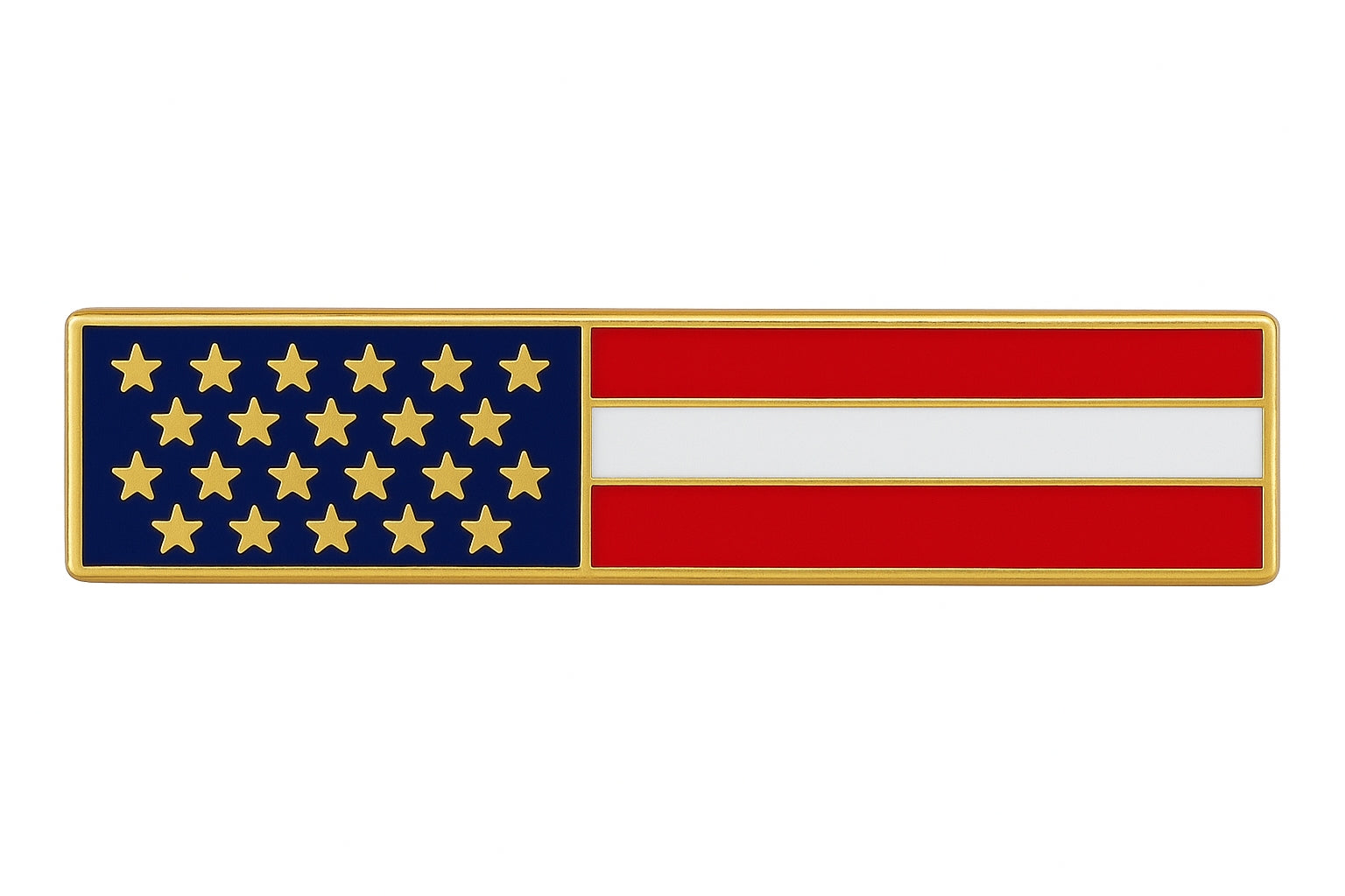 METAL PIN, GOLD U.S. FLAG CLUTCH BACK LAPEL PIN ENAMELED AND PLATED 1-3/4x3/8"