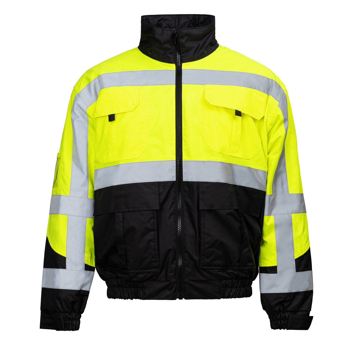 Innovative Uniform Solutions Hi Viz Lime W/ Black 3-In-1 Safety Jacket