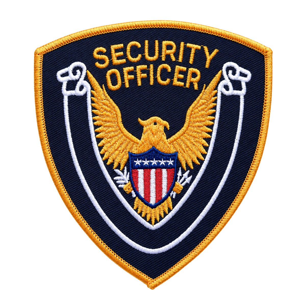 Shoulder Patch, Gold on Dark Navy “Security Officer” 4X4 Inch