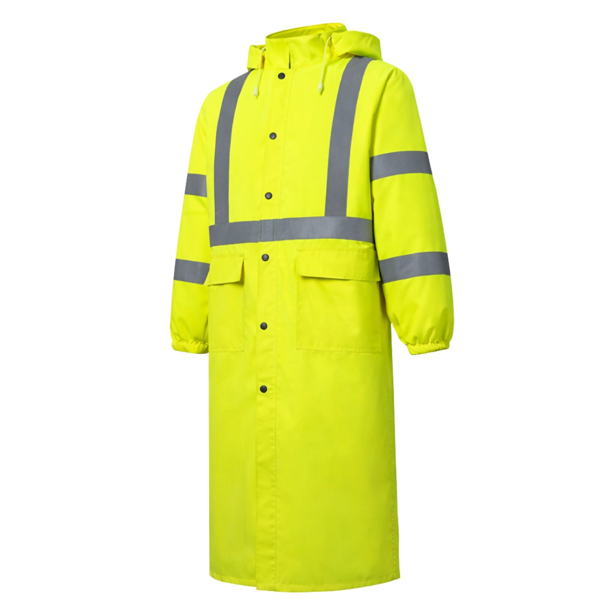 Hi Viz Yellow 48" Raincoat W/ Reflective Ansi Class 3