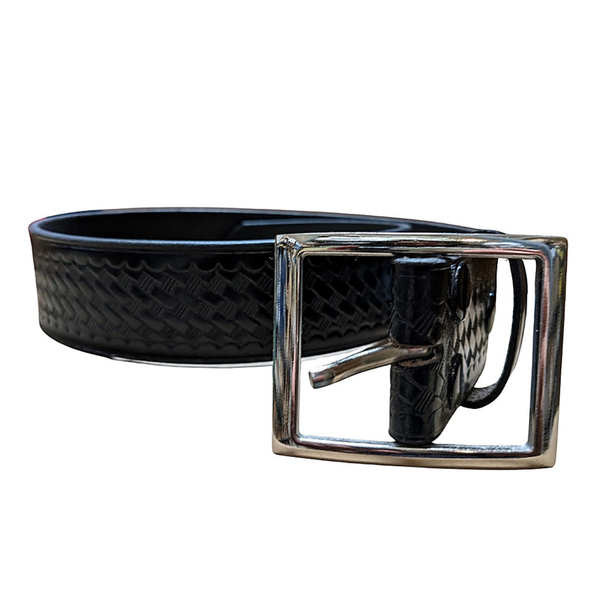 Basketweave Black 1 3/4" Garrison Belte W/ Nickel Buckle