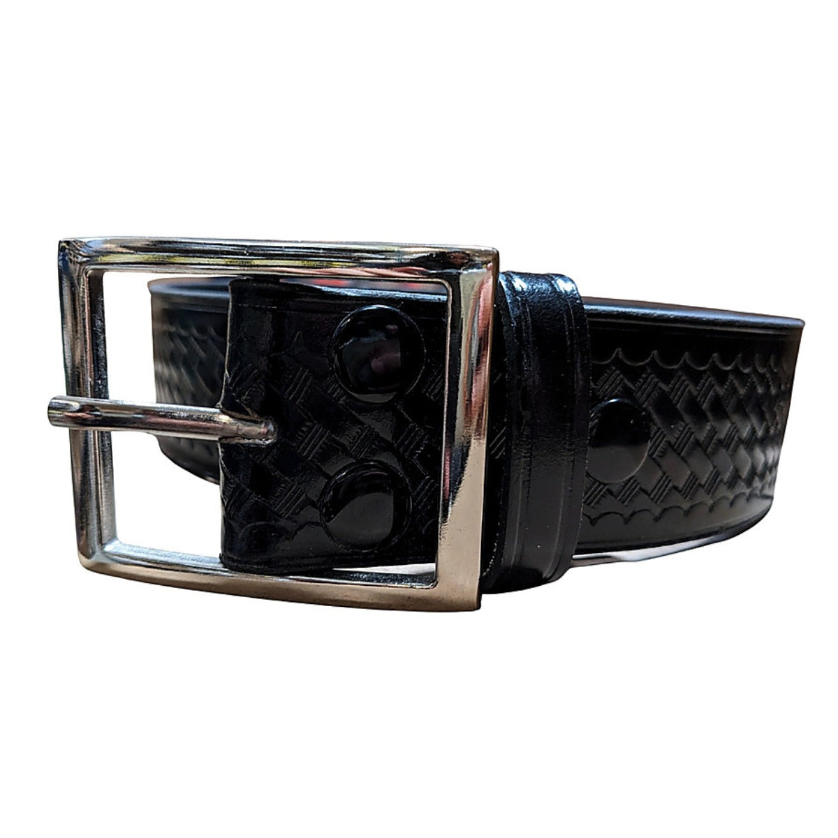 Basketweave Black 1 3/4" Garrison Belte W/ Nickel Buckle