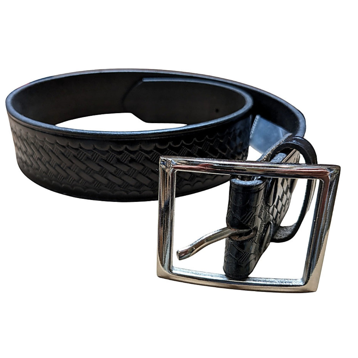 Basketweave Black 1 3/4" Garrison Belte W/ Nickel Buckle