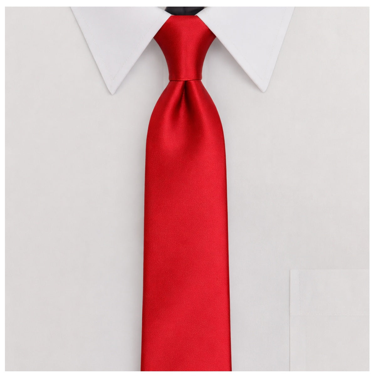 Red Polyester Satin Clip On Tie 20"