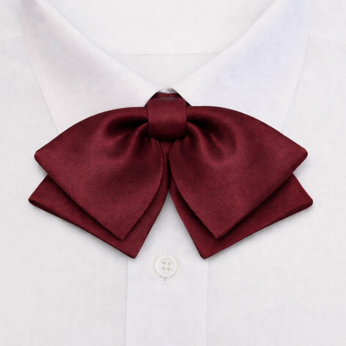 TIE, MAROON POLYESTER SATIN BANDED MANAGER BOWTIE FEMALE