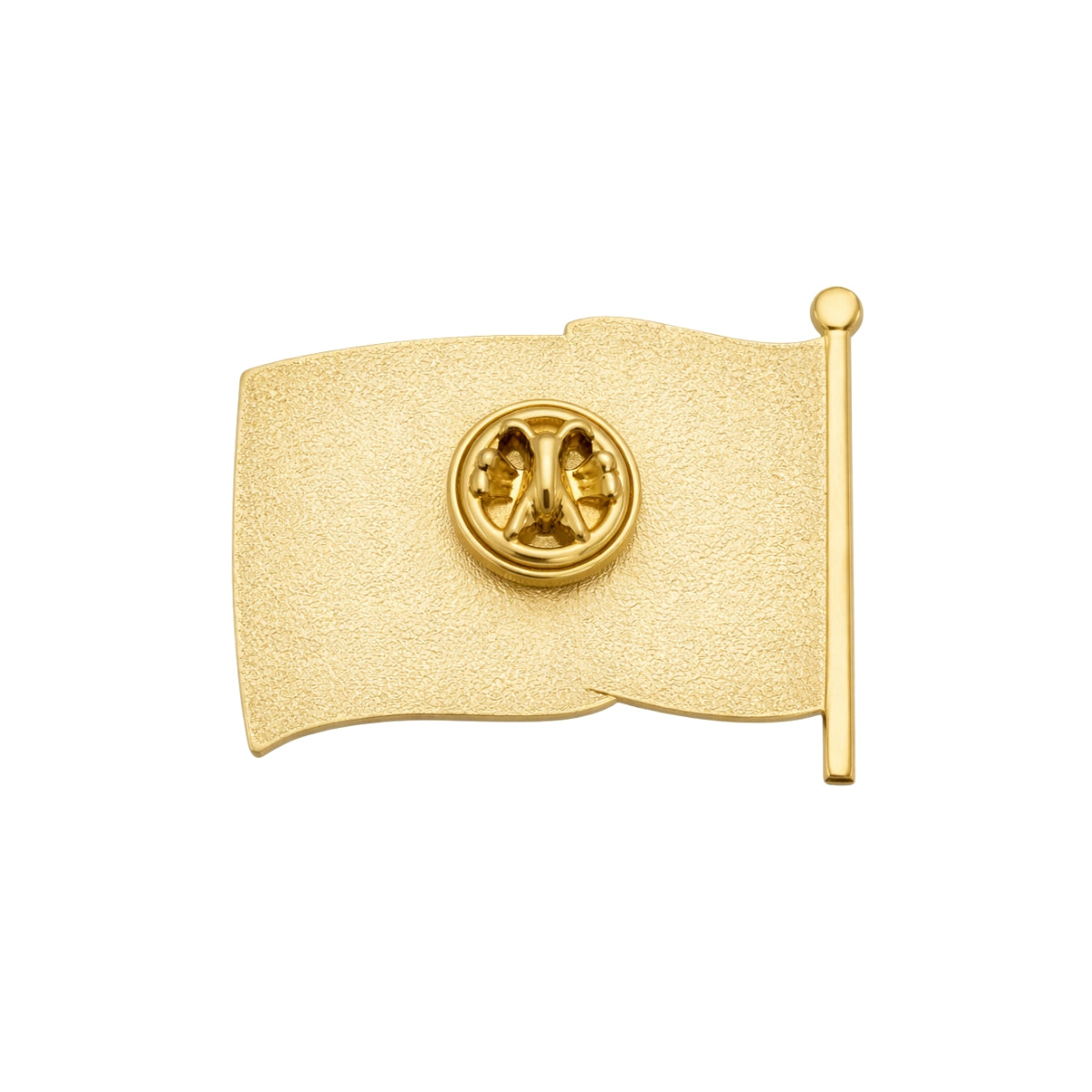 METAL PIN, GOLD U.S. FLAG WAVY CLUTCH BACK LAPEL PIN ENAMELED AND PLATED 7/8" X 3/4"