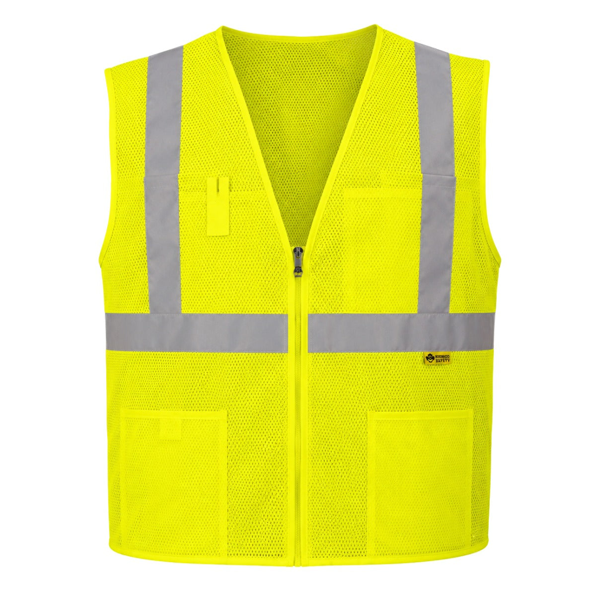 2W Safety Vest Hi Viz Yellow Mesh ANSI Class 2