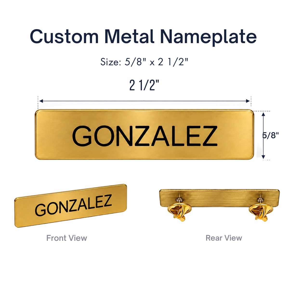 Custom Metal Nameplate 5/8" X 21/2"