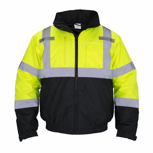 Innovative Uniform Solutions Hi Viz Lime W/ Black Safety Bomber