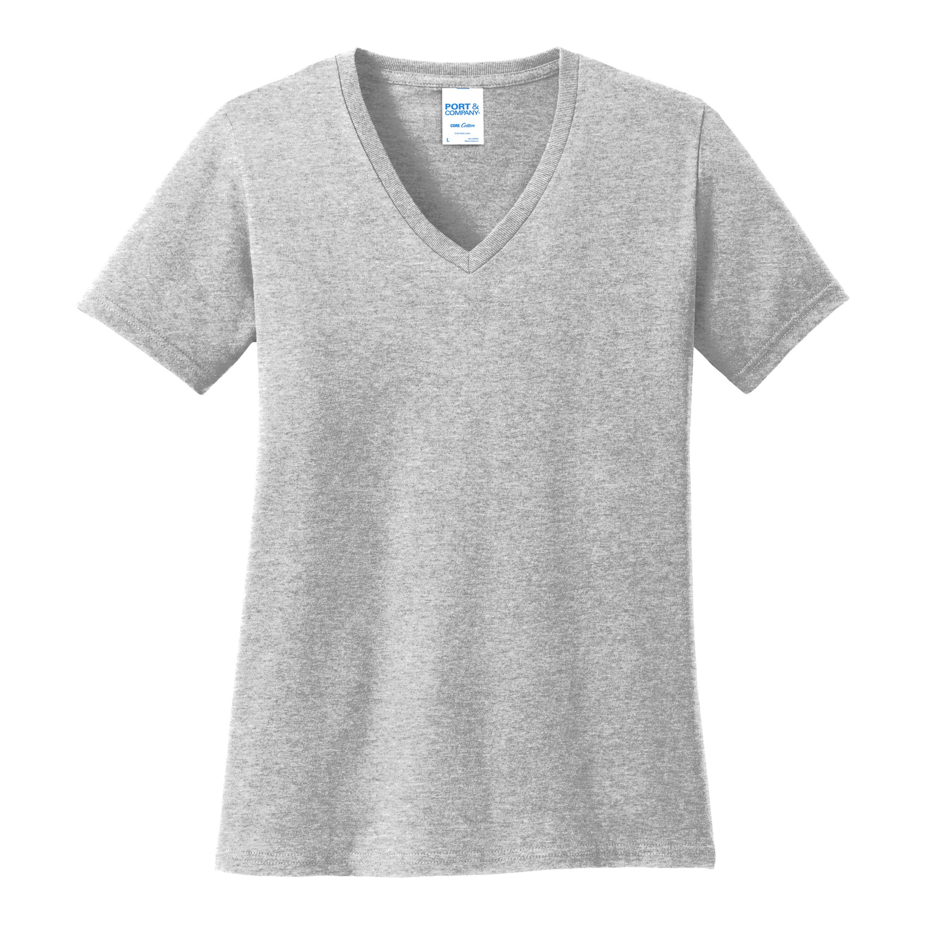Port And Company Women's Core Cotton V-Neck Tee