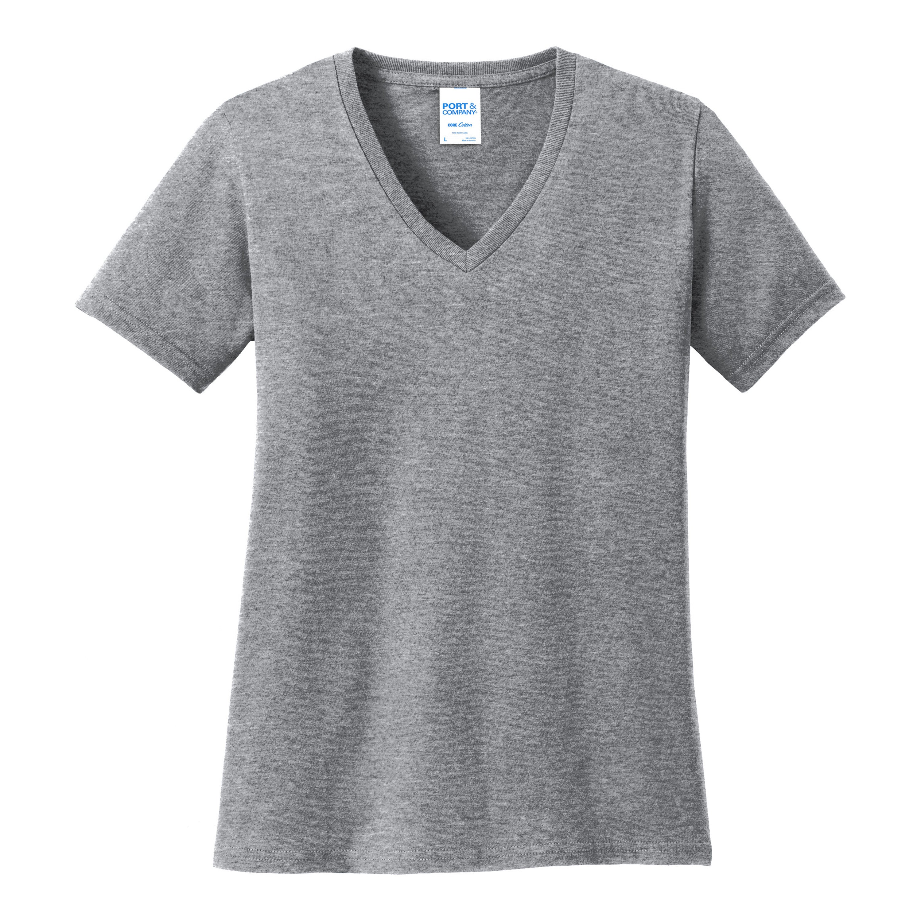Port And Company Women's Core Cotton V-Neck Tee