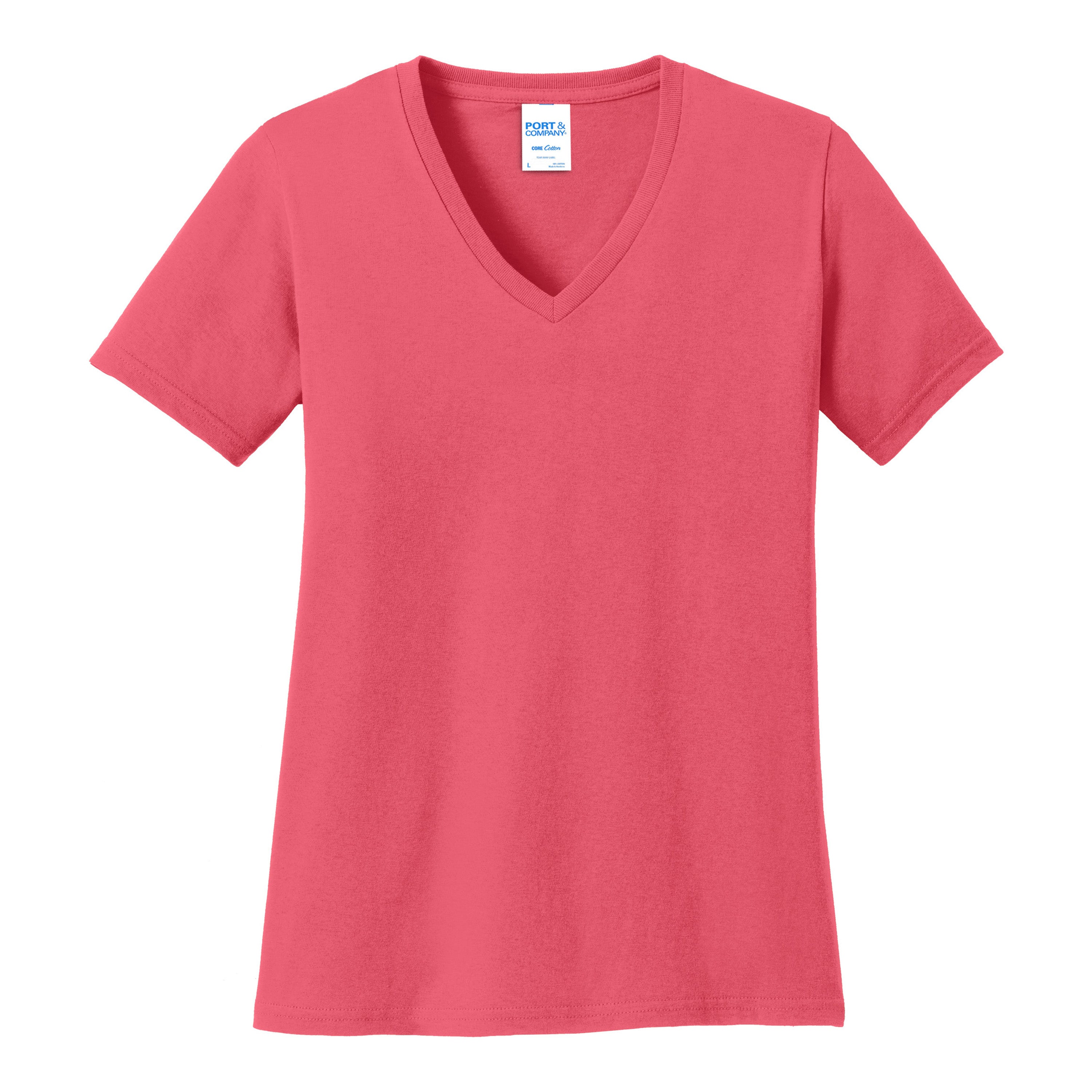 Port And Company Women's Core Cotton V-Neck Tee