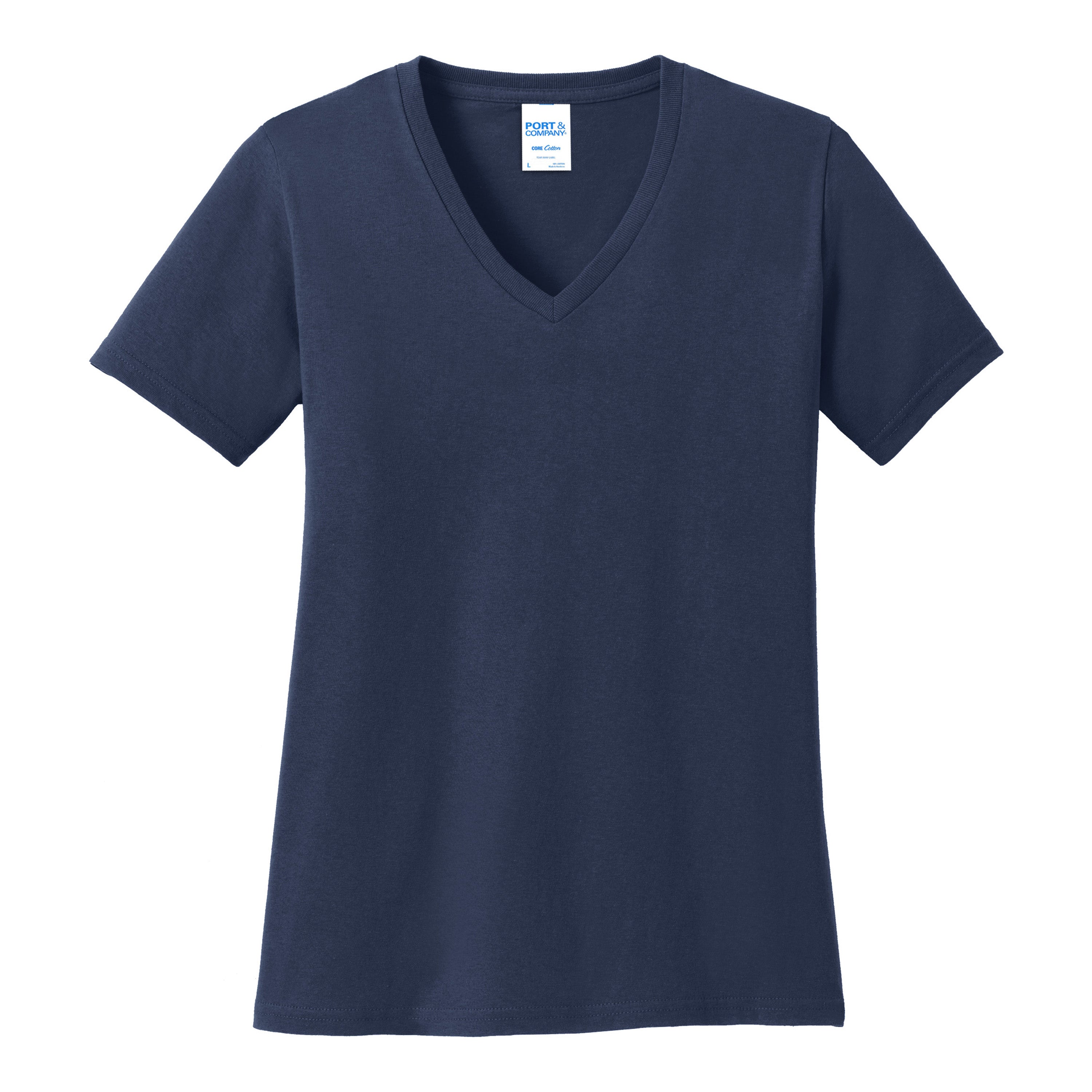 Port And Company Women's Core Cotton V-Neck Tee