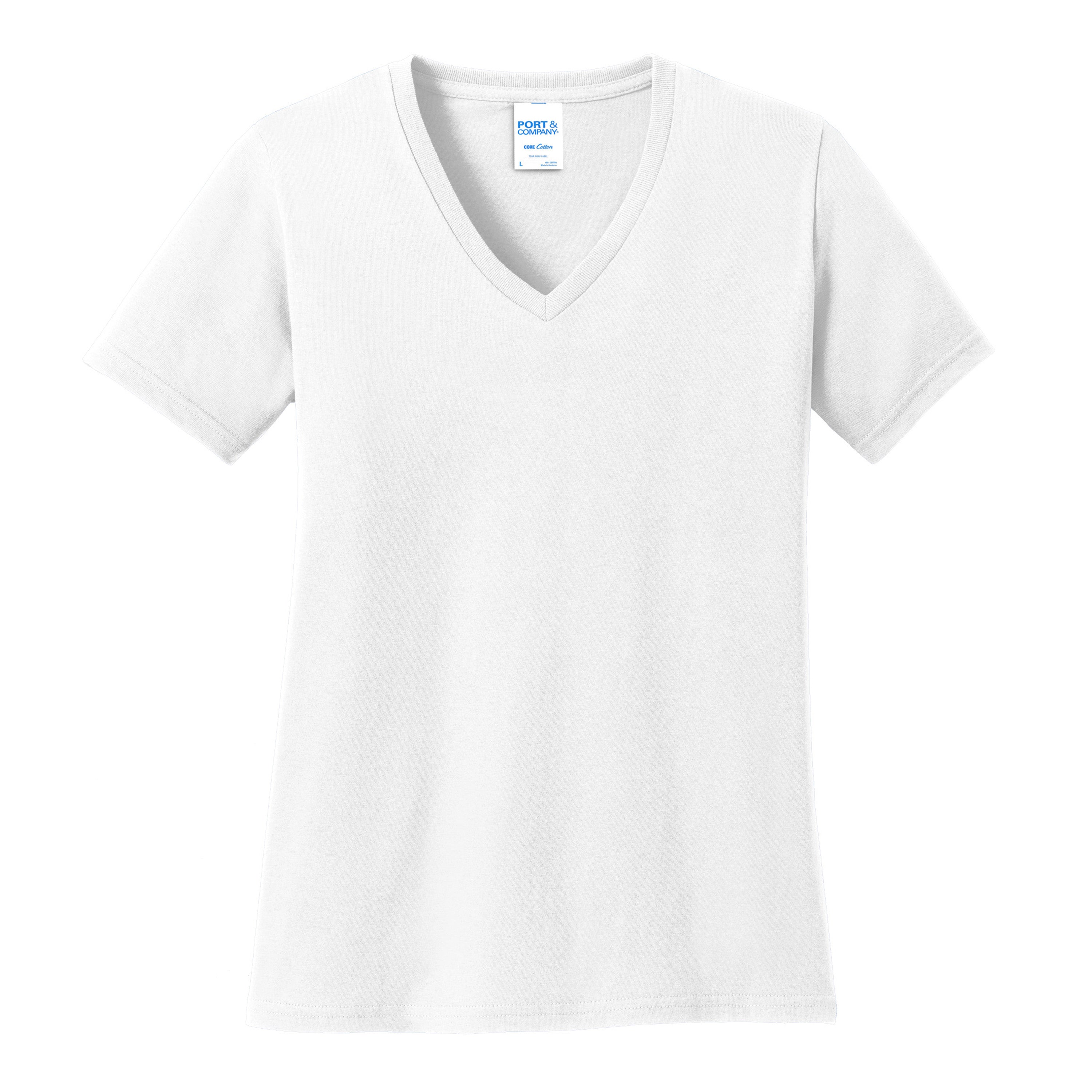 Port And Company Women's Core Cotton V-Neck Tee