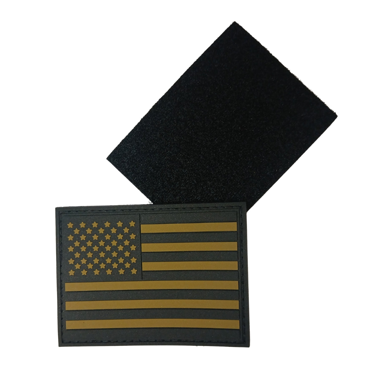 PVC PATCH, U.S. FLAG OD GREEN / BLACK W/ VELCRO - 3 x 2.25 INCH