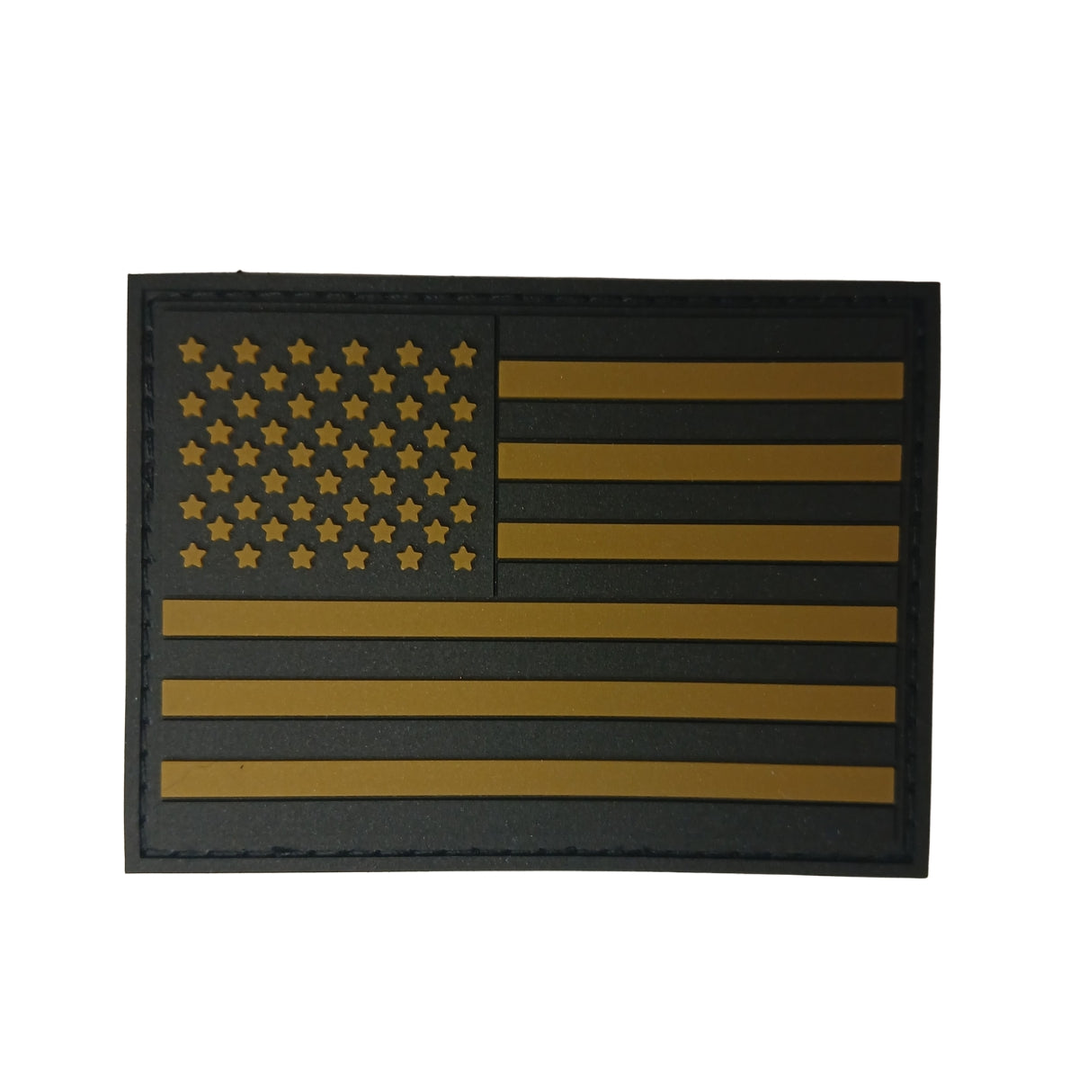 PVC PATCH, U.S. FLAG OD GREEN / BLACK W/ VELCRO - 3 x 2.25 INCH