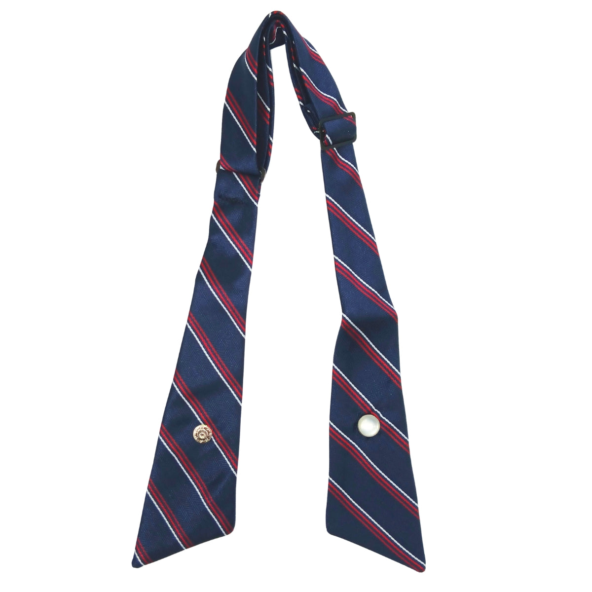 Tie, Navy W/ Red and White Pin Stripe, Cross Over