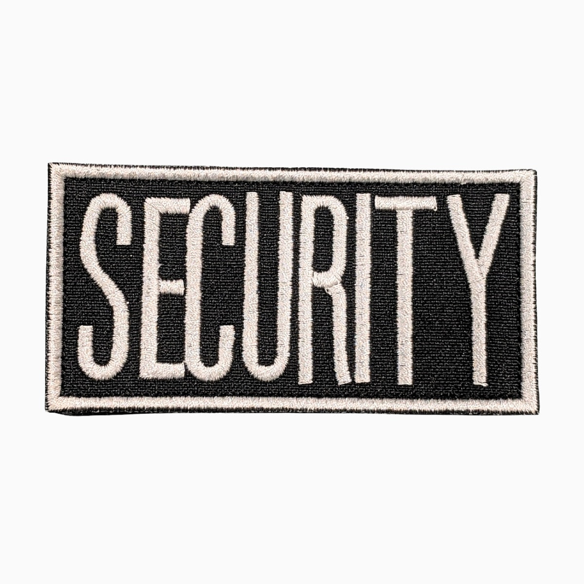 PATCH, WHITE "SECURITY" ON BLACK 2 X 4" W/ VELCRO HOOK